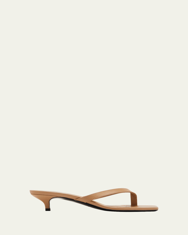 Leather Flip Flop Kitten-Heel Sandals